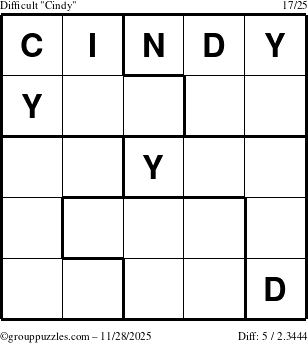 The grouppuzzles.com Difficult Cindy puzzle for Friday November 28, 2025