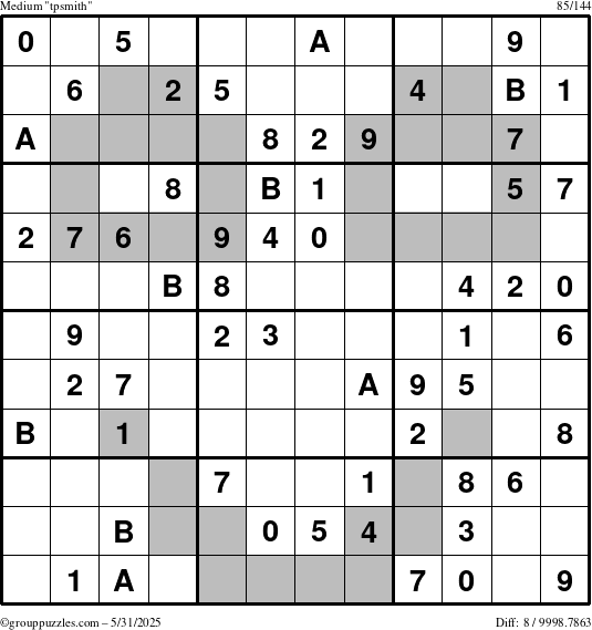 The grouppuzzles.com Medium tpsmith puzzle for Saturday May 31, 2025