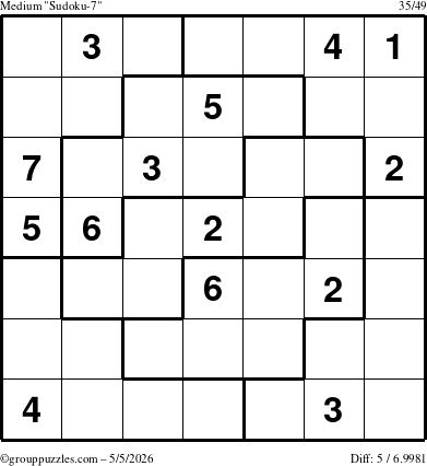 The grouppuzzles.com Medium Sudoku-7 puzzle for Tuesday May 5, 2026