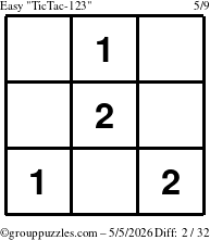 The grouppuzzles.com Easy TicTac-123 puzzle for Tuesday May 5, 2026