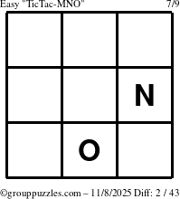The grouppuzzles.com Easy TicTac-MNO puzzle for Saturday November 8, 2025