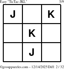 The grouppuzzles.com Easy TicTac-JKL puzzle for Sunday December 14, 2025