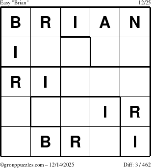 The grouppuzzles.com Easy Brian puzzle for Sunday December 14, 2025