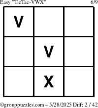 The grouppuzzles.com Easy TicTac-VWX puzzle for Wednesday May 28, 2025