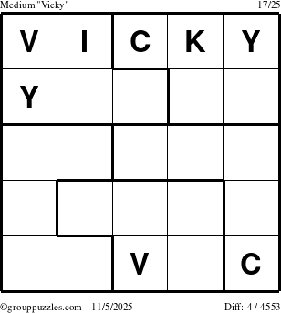 The grouppuzzles.com Medium Vicky puzzle for Wednesday November 5, 2025