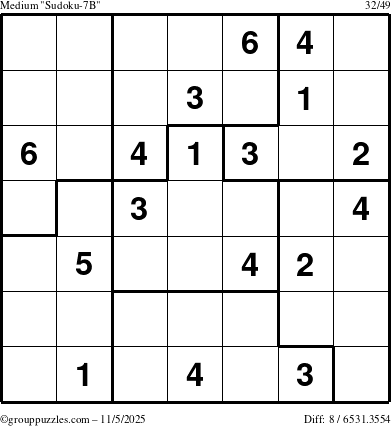 The grouppuzzles.com Medium Sudoku-7B puzzle for Wednesday November 5, 2025
