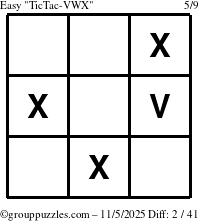 The grouppuzzles.com Easy TicTac-VWX puzzle for Wednesday November 5, 2025