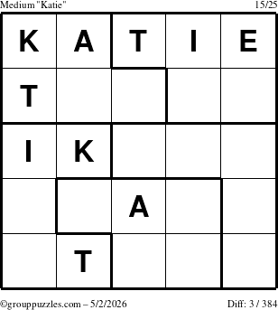 The grouppuzzles.com Medium Katie puzzle for Saturday May 2, 2026
