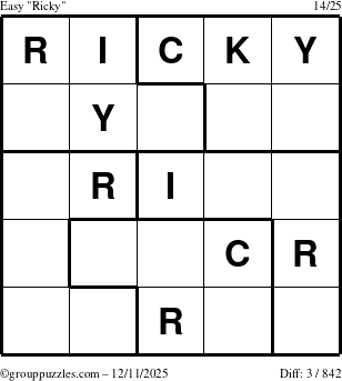 The grouppuzzles.com Easy Ricky puzzle for Thursday December 11, 2025