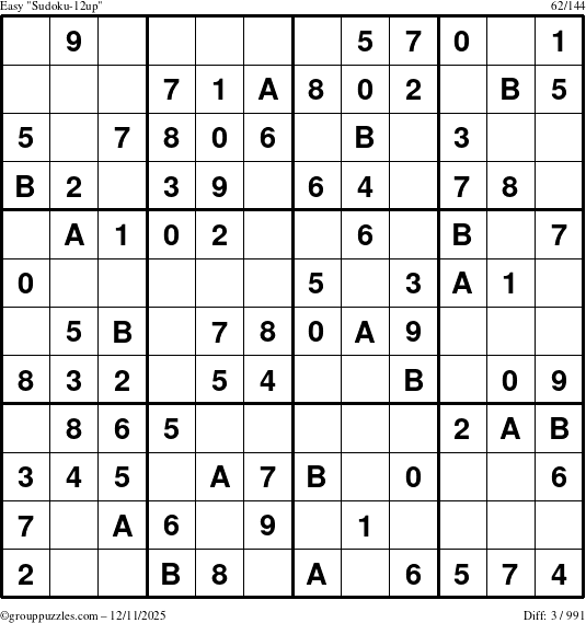 The grouppuzzles.com Easy Sudoku-12up puzzle for Thursday December 11, 2025