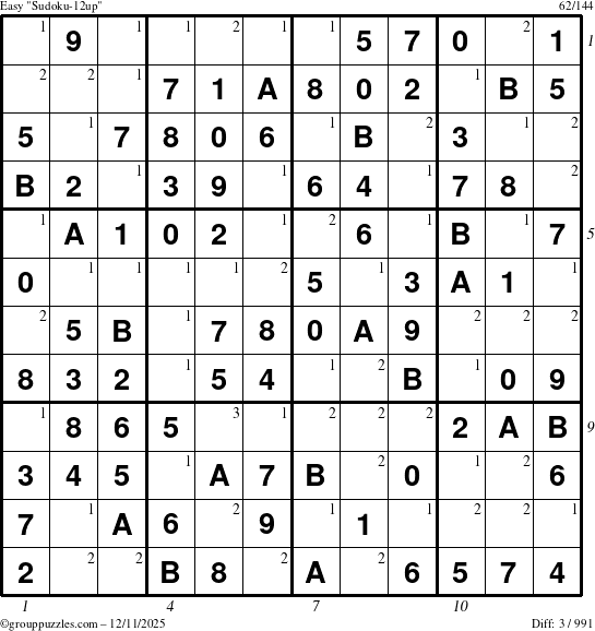 The grouppuzzles.com Easy Sudoku-12up puzzle for Thursday December 11, 2025 with all 3 steps marked