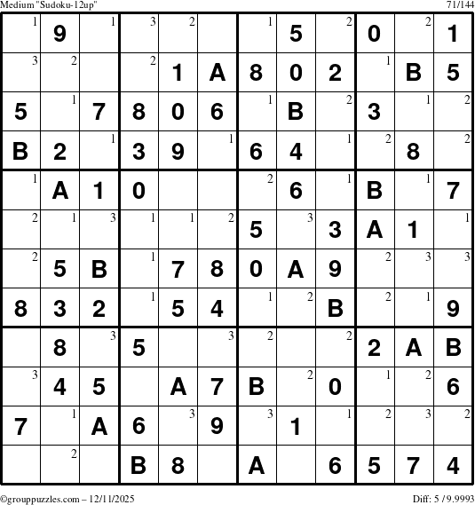 The grouppuzzles.com Medium Sudoku-12up puzzle for Thursday December 11, 2025 with the first 3 steps marked