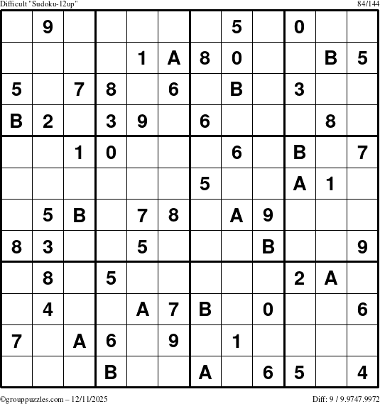 The grouppuzzles.com Difficult Sudoku-12up puzzle for Thursday December 11, 2025