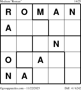 The grouppuzzles.com Medium Roman puzzle for Saturday November 22, 2025