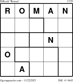 The grouppuzzles.com Difficult Roman puzzle for Saturday November 22, 2025