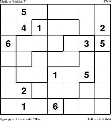 The grouppuzzles.com Medium Sudoku-7 puzzle for Tuesday April 7, 2026