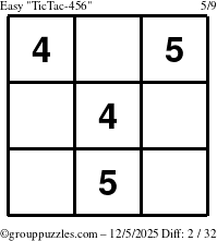 The grouppuzzles.com Easy TicTac-456 puzzle for Friday December 5, 2025
