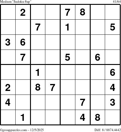 The grouppuzzles.com Medium Sudoku-8up puzzle for Friday December 5, 2025