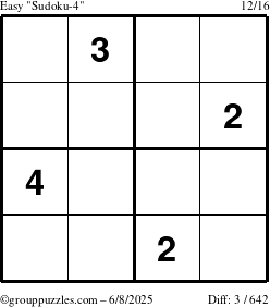 The grouppuzzles.com Easy Sudoku-4 puzzle for Sunday June 8, 2025