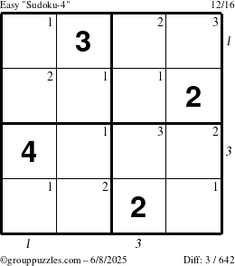 The grouppuzzles.com Easy Sudoku-4 puzzle for Sunday June 8, 2025 with all 3 steps marked