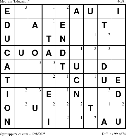 The grouppuzzles.com Medium Education-c1 puzzle for Monday December 8, 2025 with the first 3 steps marked