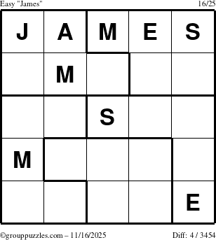 The grouppuzzles.com Easy James puzzle for Sunday November 16, 2025