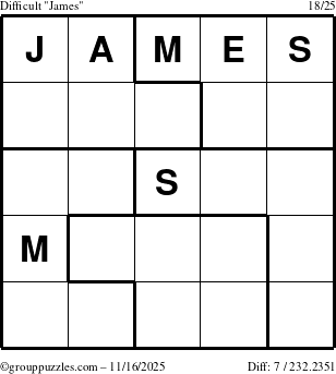 The grouppuzzles.com Difficult James puzzle for Sunday November 16, 2025