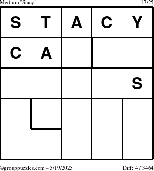 The grouppuzzles.com Medium Stacy puzzle for Monday May 19, 2025