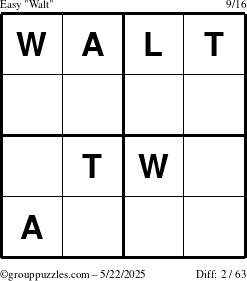 The grouppuzzles.com Easy Walt puzzle for Thursday May 22, 2025