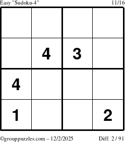 The grouppuzzles.com Easy Sudoku-4 puzzle for Tuesday December 2, 2025