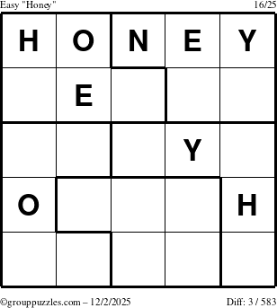 The grouppuzzles.com Easy Honey puzzle for Tuesday December 2, 2025