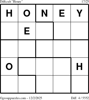 The grouppuzzles.com Difficult Honey puzzle for Tuesday December 2, 2025