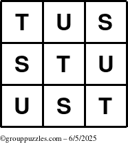 The grouppuzzles.com Answer grid for the TicTac-STU puzzle for Thursday June 5, 2025