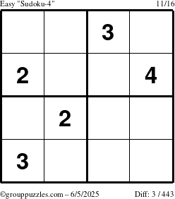 The grouppuzzles.com Easy Sudoku-4 puzzle for Thursday June 5, 2025