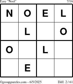 The grouppuzzles.com Easy Noel puzzle for Thursday June 5, 2025