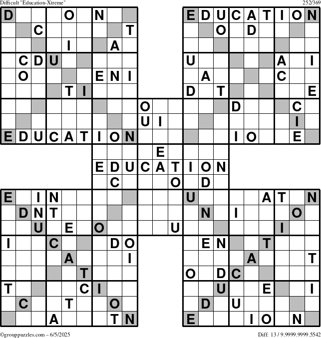 The grouppuzzles.com Difficult Education-Xtreme puzzle for Thursday June 5, 2025
