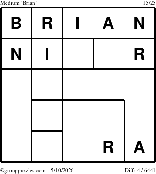 The grouppuzzles.com Medium Brian puzzle for Sunday May 10, 2026