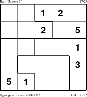 The grouppuzzles.com Easy Sudoku-5 puzzle for Sunday May 10, 2026