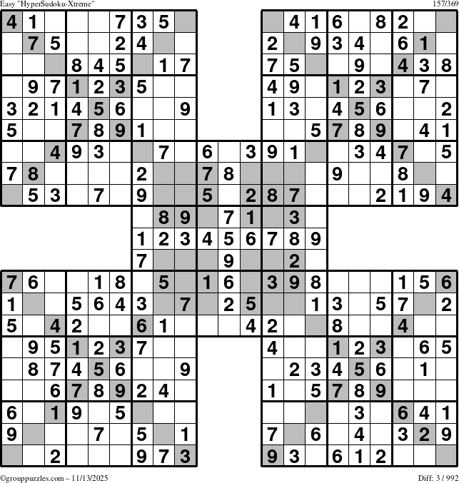 The grouppuzzles.com Easy cover-HyperXtreme puzzle for Thursday November 13, 2025