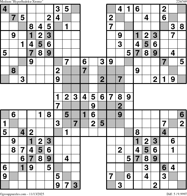 The grouppuzzles.com Medium cover-HyperXtreme puzzle for Thursday November 13, 2025