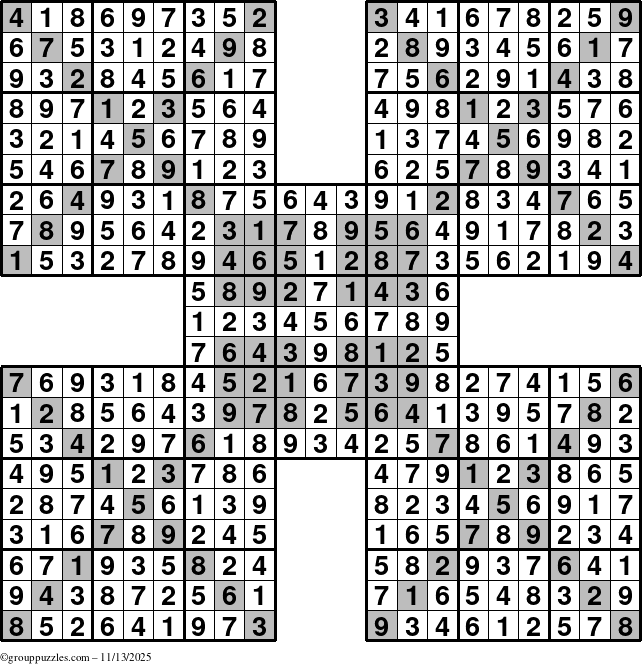 The grouppuzzles.com Answer grid for the cover-HyperXtreme puzzle for Thursday November 13, 2025