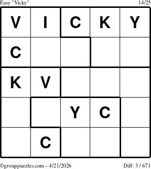 The grouppuzzles.com Easy Vicky puzzle for Tuesday April 21, 2026