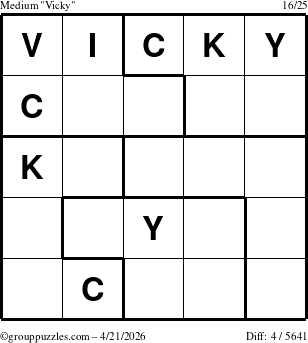 The grouppuzzles.com Medium Vicky puzzle for Tuesday April 21, 2026