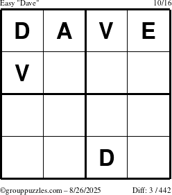 The grouppuzzles.com Easy Dave puzzle for Tuesday August 26, 2025