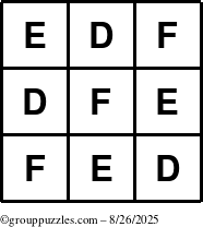 The grouppuzzles.com Answer grid for the TicTac-DEF puzzle for Tuesday August 26, 2025