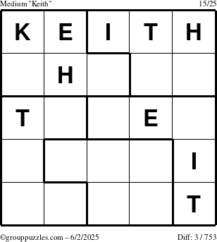 The grouppuzzles.com Medium Keith puzzle for Monday June 2, 2025