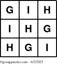 The grouppuzzles.com Answer grid for the TicTac-GHI puzzle for Monday June 2, 2025