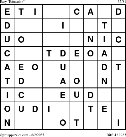 The grouppuzzles.com Easy Education-c1 puzzle for Monday June 2, 2025