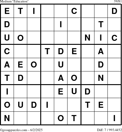 The grouppuzzles.com Medium Education-c1 puzzle for Monday June 2, 2025