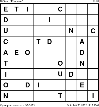The grouppuzzles.com Difficult Education-c1 puzzle for Monday June 2, 2025